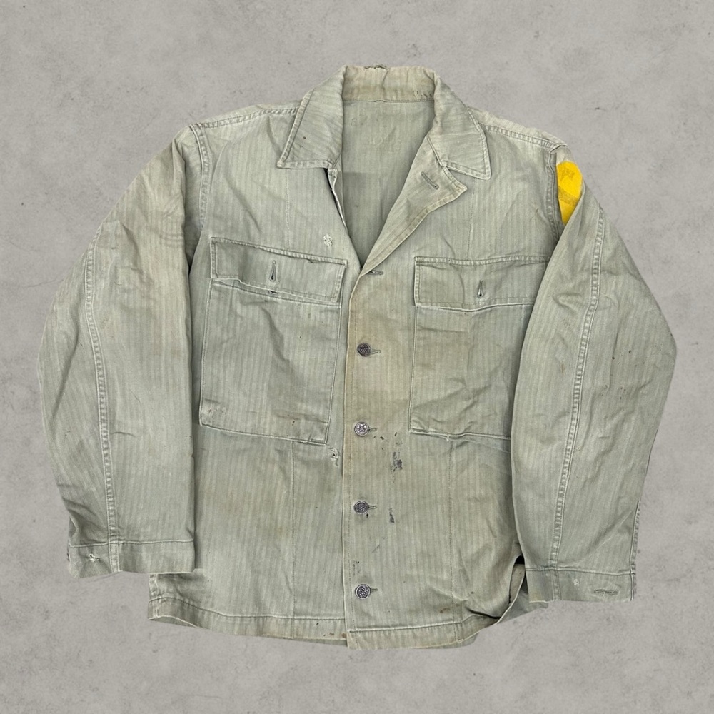 Vintage WW2 Jacket Mens Medium Green HBT Herringbone Twill 13 Star Utility‎ 40s